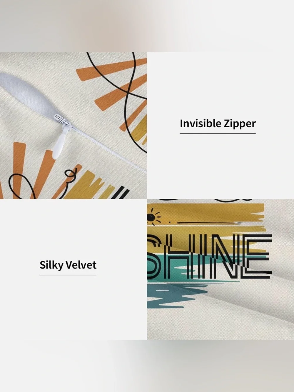 New! (4 pillow covers) Summer Hello Sunshine 2-18x18, 2-16x16